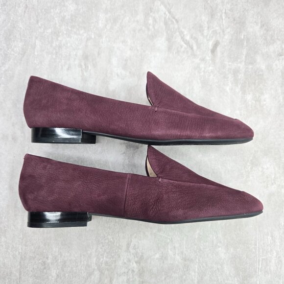 Nine West Slip On Loafers Size 8 Plum Purple Suede Preppy Square Toe Dress Shoes - Picture 6 of 11